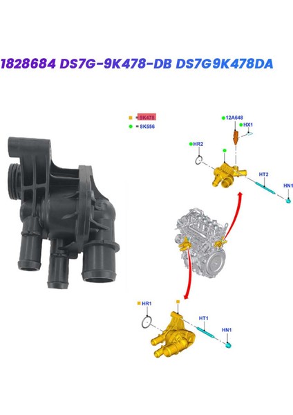 Araba Soğutma Suyu Termostatı Muhafazası 1828684 DS7G-9K478-DB Ford Kuga Focus Mondeo C-Max 1.5 Ecoboost 2015-2019 DS7G9K478DA (Yurt Dışından) fiyatları