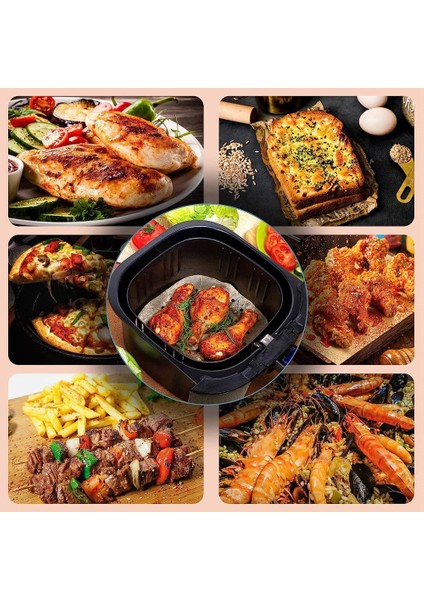 Hava Fritöz Parşömen Kağıdı 100 Adet 8.5 Inç Ağartılmamış Kare Delikli Kağıt Hava Fritözleri/pişirme/pişirme Için (Yurt Dışından) modelleri