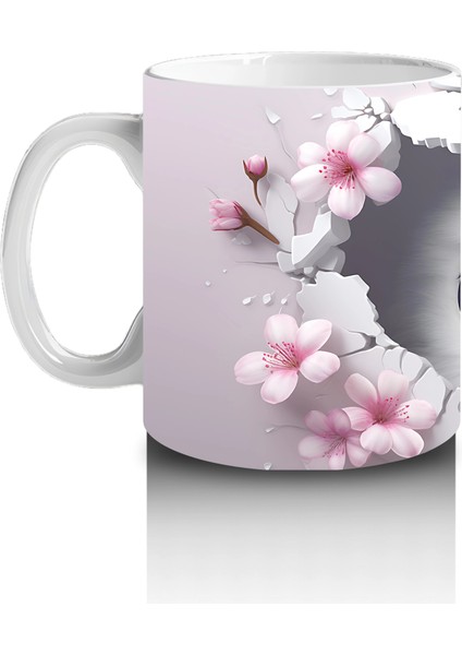 Pembe Çiçeklerle Süslenmiş Baykuş – Baskılı Kahve Kupası fiyatları