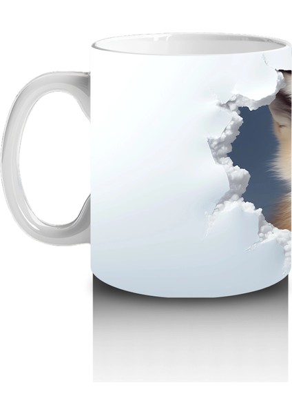 Beyaz Çatlaklı Zeminde Tilki Figürü – Baskılı Kahve Kupası fiyatları