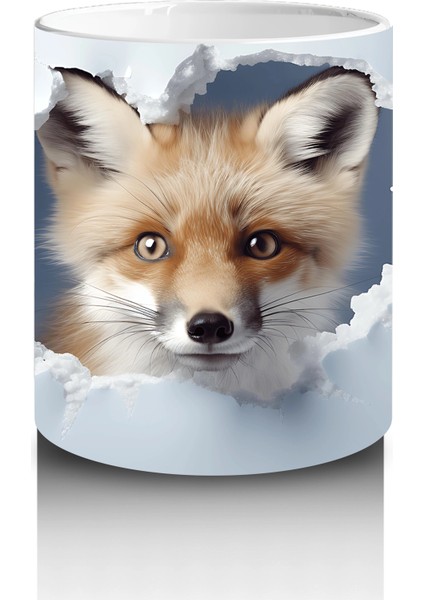 Beyaz Çatlaklı Zeminde Tilki Figürü – Baskılı Kahve Kupası modelleri