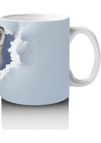 Beyaz Çatlaklı Zeminde Tilki Figürü – Baskılı Kahve Kupası fırsatları