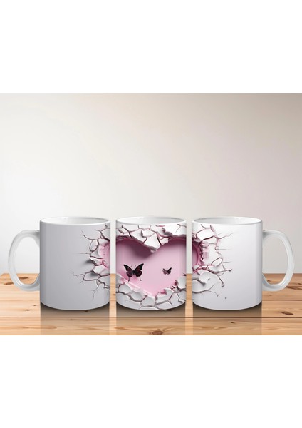 Çatlak Duvar Üzerinde Zarif Kelebekler – Baskılı Kahve Kupası indirimleri
