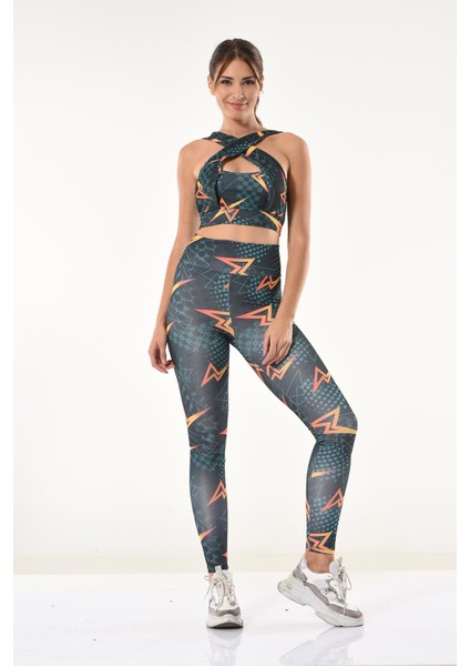 Derya Kurşun Baskılı Büstiyer Tayt Takım 531