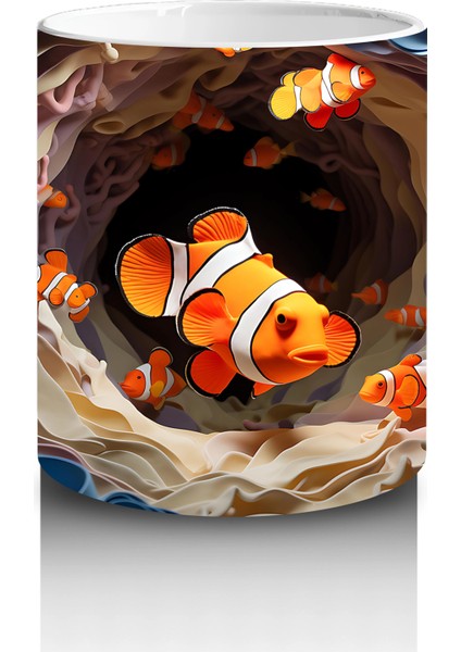 Yumuşak Dalgalar Arasında Yüzen Balıklar – Baskılı Kahve Kupası modelleri