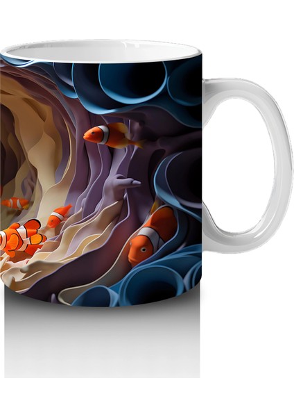 Yumuşak Dalgalar Arasında Yüzen Balıklar – Baskılı Kahve Kupası fırsatları