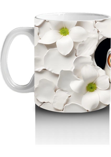 Beyaz Çiçekler Arasında Tarsier – Baskılı Kahve Kupası fiyatları