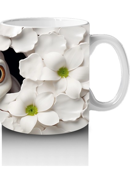 Beyaz Çiçekler Arasında Tarsier – Baskılı Kahve Kupası fırsatları