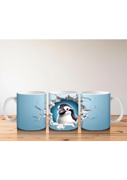 Çatlak Duvar Arasında Penguen Figürü – Baskılı Kahve Kupası indirimleri