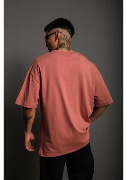 Erkek 24/1 Düz Oversize T-Shirt - Gül Kurusu fiyatları