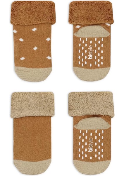 Puanlı Kaymaz Havlu Soket Çorap 2'li Hardal fiyatları