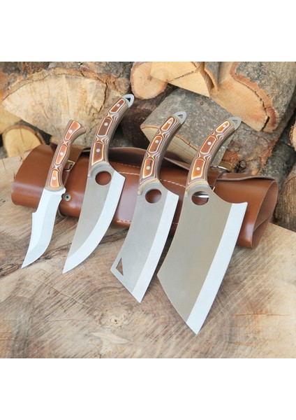Almazan Kamp Bıçağı Seti - Deri Çantalı