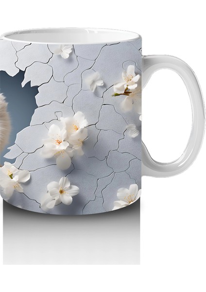 Beyaz Çiçekler Üzerinde Dikkatli Baykuş – Baskılı Kahve Kupası fırsatları