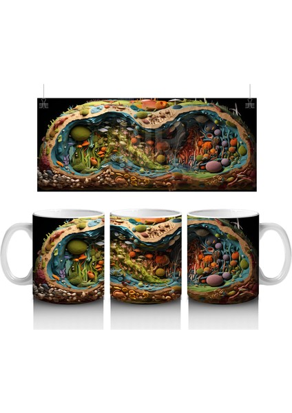 Renkli Ormanda Gizlenen Kertenkele – Baskılı Kahve Kupası