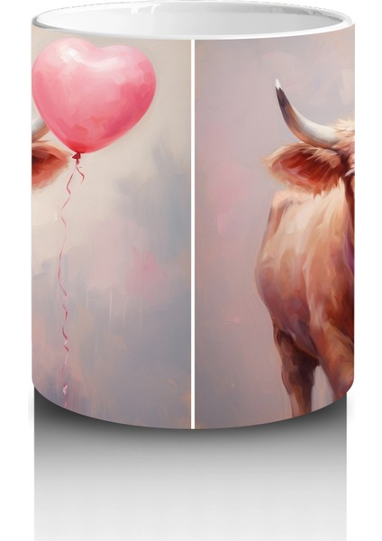 Kalp Balonu Tutan Sevimli Inekler – Baskılı Kahve Kupası modelleri
