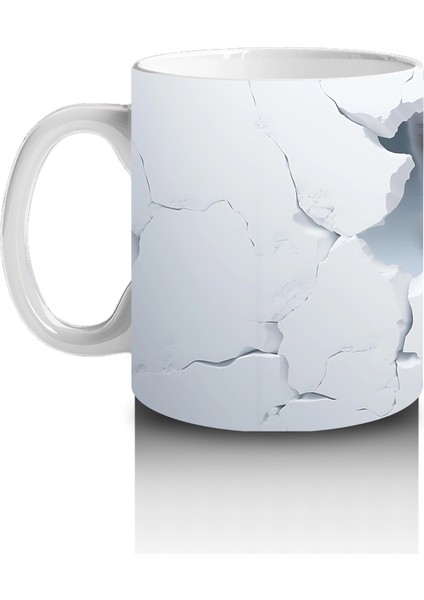 Beyaz Çatlaklı Fon Üzerinde Tilki Yavrusu – Baskılı Kahve Kupası fiyatları