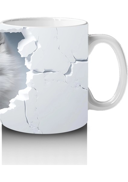 Beyaz Çatlaklı Fon Üzerinde Tilki Yavrusu – Baskılı Kahve Kupası fırsatları