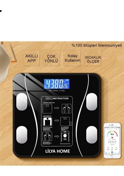 Beyaz ve Siyah Renklerde Bluetooth Dijital Vücut Ölçüm Tartısı modelleri