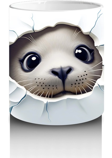 Beyaz Çiçekler Arasında Oturan Sevimli Kirpi – Baskılı Kahve Kupası modelleri