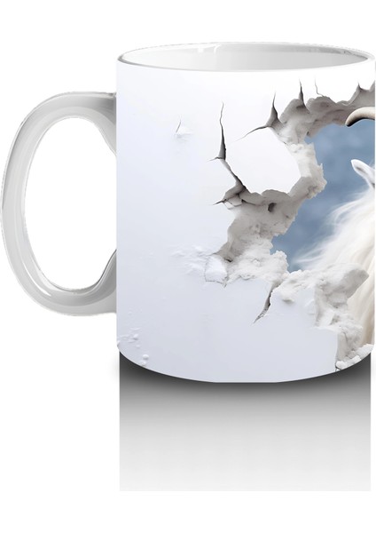 Mavi Gökyüzü Arka Planlı Çatlak Zeminden Bakan Dağ Keçisi - Baskılı Kahve Kupası fiyatları