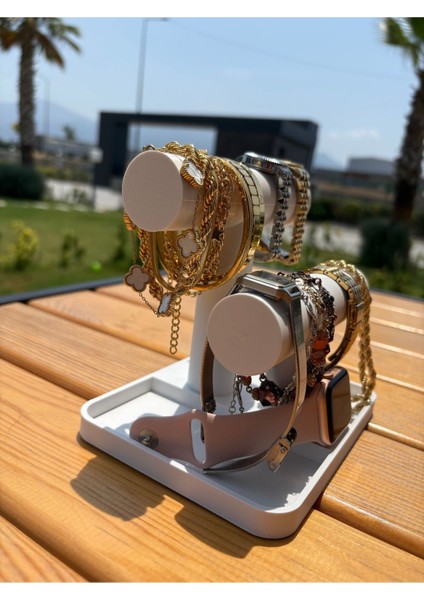 2 Katlı Beyaz Takı ve Saat Düzenleyici T Stand, Şık ve Pratik Organizer fırsatları