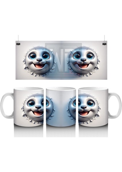 Büyük Gözlü Sevimli Deniz Canlısı Ikilisi – Baskılı Kahve Kupası