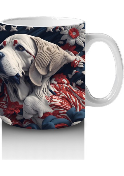 Koyu Çiçek Desenleri Önünde Zarif Köpekler – Baskılı Kahve Kupası fırsatları