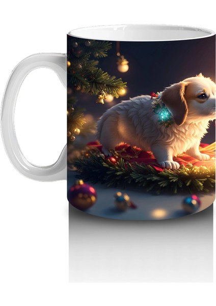 Yılbaşı Masasında Sevimli Köpekler – Baskılı Kahve Kupası fiyatları