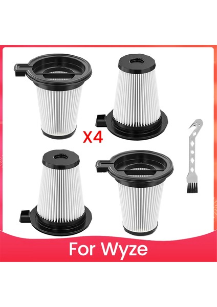 Wyze Kablosuz Elektrikli Süpürge Aksesuarları Seti Için Yedek Filtreler, 4'lü Paket Filtre ve 1 Temizleme Fırçası (Yurt Dışından)