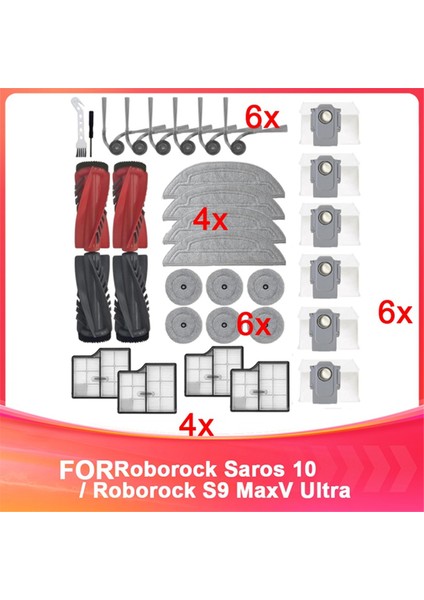 Roborock Saros 10 / Roborock S9 Maxv Ultra Robot Süpürge, Çift Ana Fırça Paspas Pedi Için Yedek Aksesuarlar (Yurt Dışından)