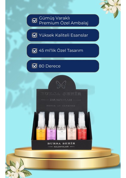 Gümüş Varaklı Premıum Karma Kolonya Seti 45 ml fırsatları