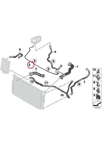 17128570061 Su Hortumu-Üst Radyatör Hortumu Genleşme Tankı Havalandırma Hortumu Bmw F30 F32 F87 (Yurt Dışından) modelleri