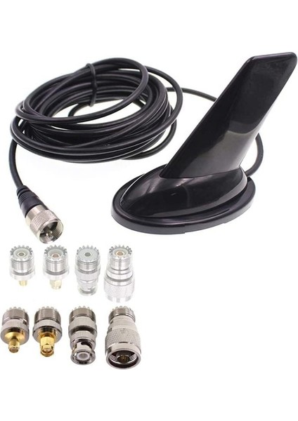 Çift Bant Mobil Radyo Anteni Köpekbalığı Yüzgeci Tarzı Anten 136-174 Mhz ve 400-470MHZ Anten 4 Adaptörlü (Yurt Dışından)
