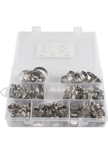 60 Parça Hortum Kelepçe Seti, 201 Paslanmaz Çelikten Yapılmış 8-38 mm Boru Kelepçeleri, 7 Boyutta Hortum Kelepçeleri, Hortum Bağları, Borular Için (Yurt Dışından)