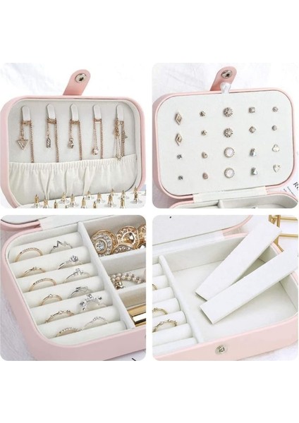 Orta Boy Takı Kutusu, Organizer ve Seyahat Çantası, Pembe