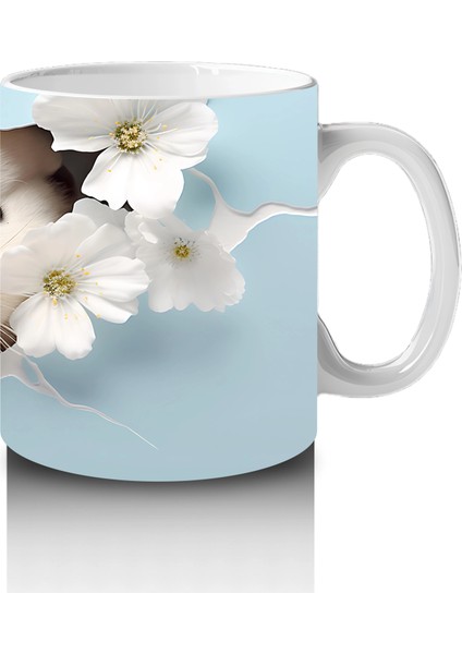 Mavi Arka Planda Çiçekler Içinde Sevimli Su Samuru – Baskılı Kahve Kupası fırsatları