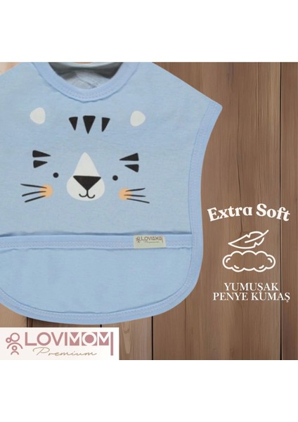 Pamuk Su Geçirmez Yumuşak Penye Bebek Mama Önlüğü Cepli Cırtcırtlı Mavi 0-2 Yaş fiyatları