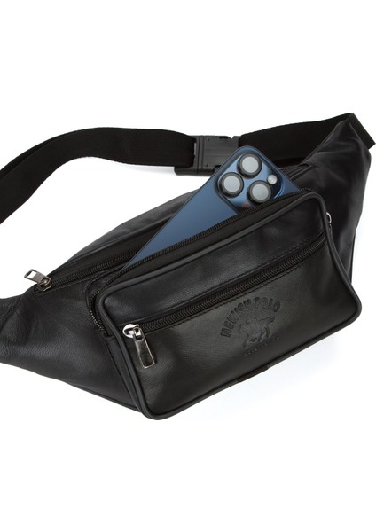 Hakiki Deri Ayarlanabilir Askı Crossbody Omuz Göğüs ve Bel Çantası NEW349 - Siyah