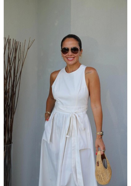 Ekru Sırt Dekolte Detay Elbise modelleri