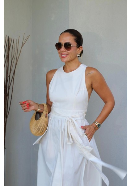 Ekru Sırt Dekolte Detay Elbise fırsatları