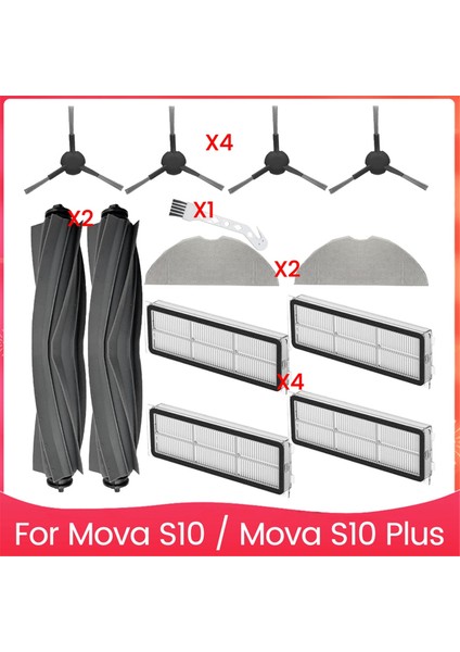 Mova S10 / Mova S10 Plus Robot Süpürge Parçaları Için Yedek Aksesuar Kitleri Ana Yan Fırça Hepa Filtre Paspas Pedi (Yurt Dışından)