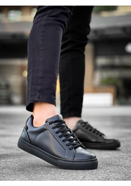 J-Bx1 Bağcıklı Ortopedik Taban Günlük Erkek Spor Sneaker Ayakkabı St Siyah