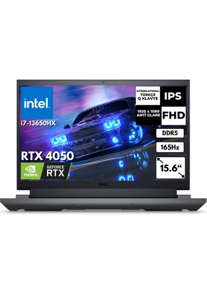 G15 5530 I7-13650HX 24 GB 1 Tbssd 6gb RTX4050 15.6" 165Hz Fhd Windows 11 Home Taşınabilir Bilgisayar G155530010UAT38