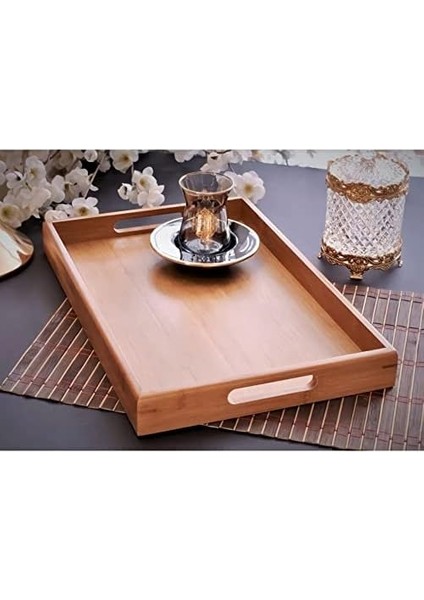 Bambu Dikdörtgen Sunum Tepsi 35X25X6 Cm, Bambu Sofra Tepsisi, Bambu Çay Tesisi, Bambu Tepsi, Bambu Sunum Tepsi