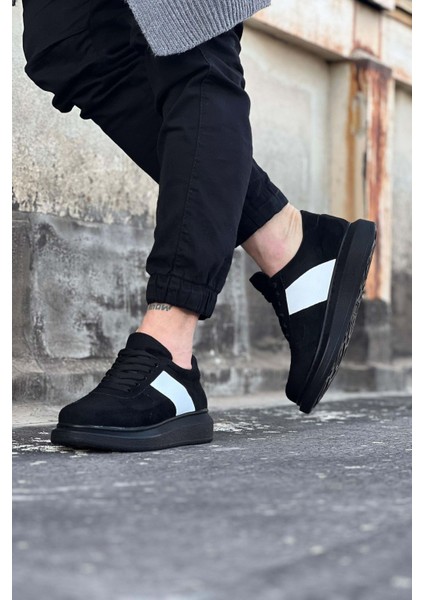J011 Bağcıklı Ortopedik Taban Süet Erkek Sneaker Günlük Ayakkabı St Siyah/beyaz fiyatları