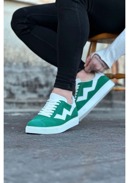 J160 Bağcıklı Ortopedik Taban Süet Erkek Sneaker Günlük Ayakkabı Bt Yeşil/beyaz fiyatları