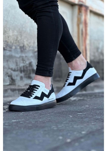J160 Bağcıklı Ortopedik Taban Erkek Sneaker Günlük Ayakkabı St Beyaz/siyah fiyatları