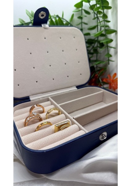 Mavi Seyahat Boy Takı Organizer Kutusu, Bölmeli Yüzük, Küpe, Kolye, Bileklik Saklama fiyatları