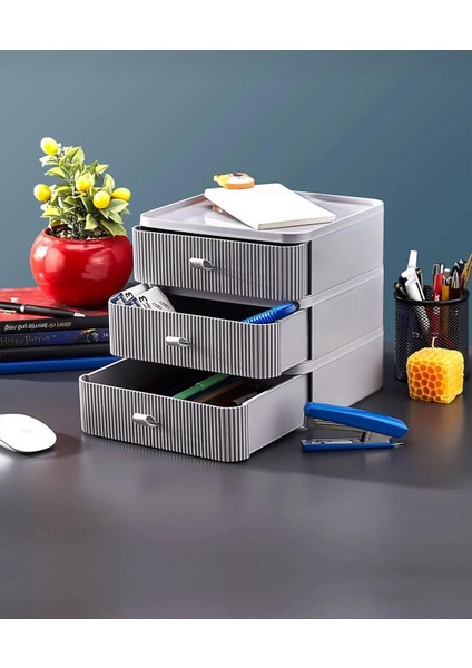 Açık Gri 3 Çekmeceli Çok Amaçlı Düzenleyici, Makyaj, Takı ve Aksesuarlar İçin Ideal