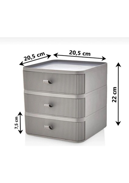 Açık Gri 3 Çekmeceli Çok Amaçlı Düzenleyici, Makyaj, Takı ve Aksesuarlar İçin Ideal fiyatları